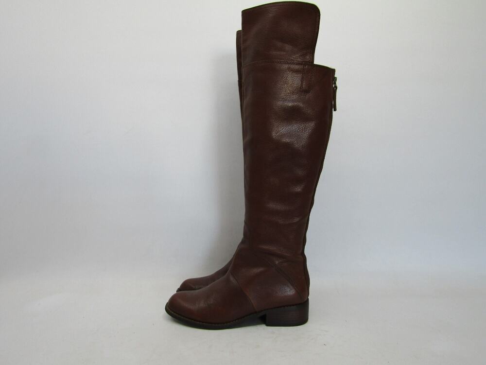 NINE WEST Womens 6 M Brown Leather Zip Fashion Knee High Boots